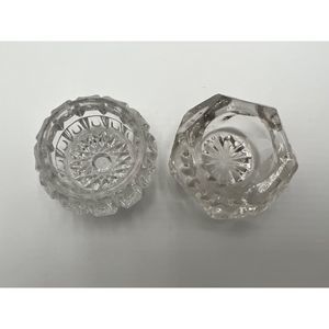 Vintage‎ Cut Glass Open Salt Cellars Clear Cut Glass Set of 2